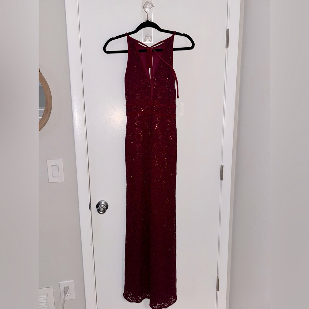 Elegant Burgundy Evening Gown